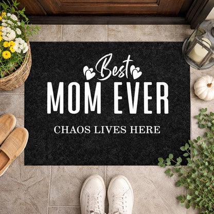Fußmatte Best Mom Ever – Chaos & Coffee | Lustige Türmatte Mütter | Geschenk für Mutter | Welcome Doormat Türvorleger Muttertag Gummirand