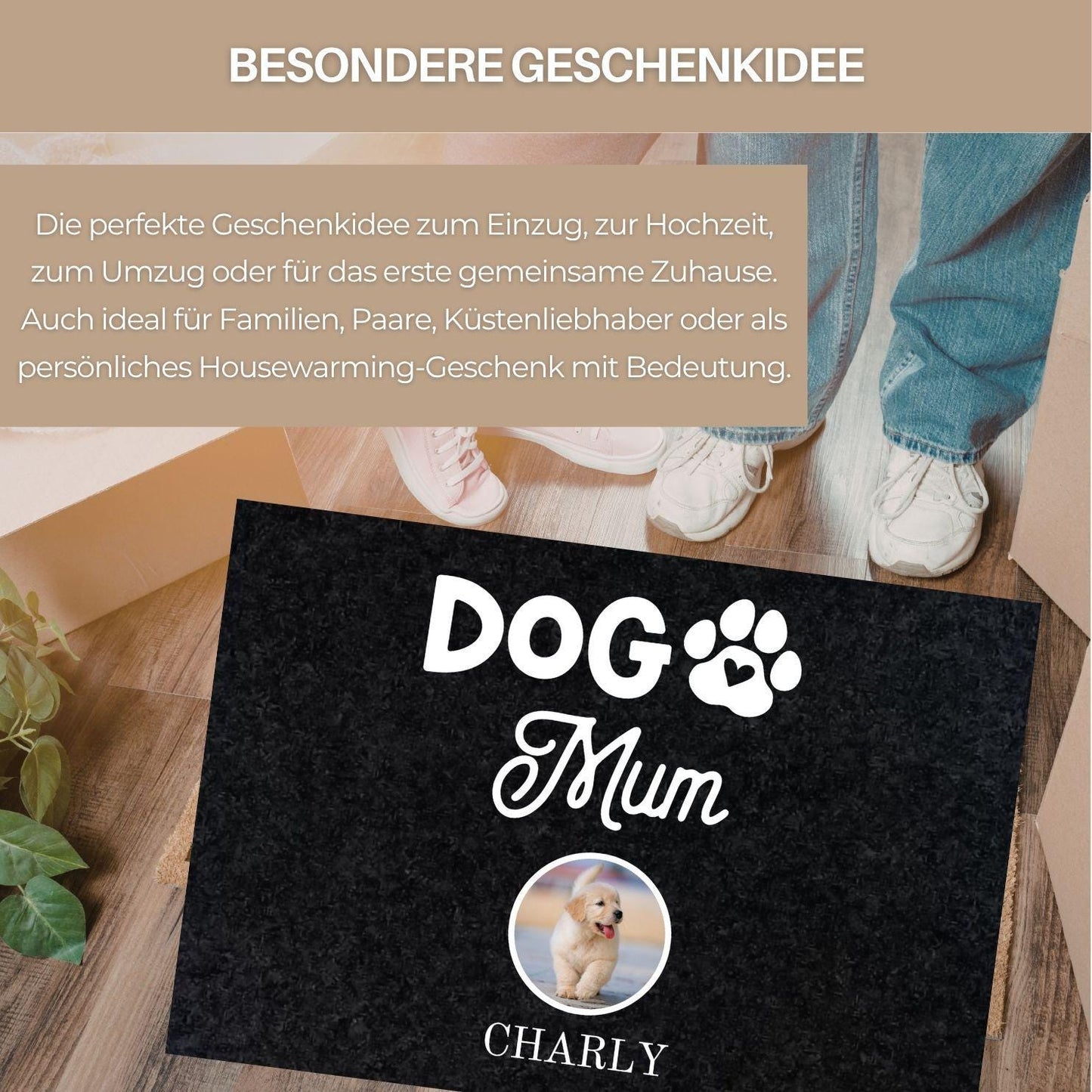 Personalisierte Haustier Fußmatte Hunde mit Foto – Türmatte mit Namen | Geschenk Umzug Zuhause Einweihungsgeschenk Türvorleger Dog Mom Dad