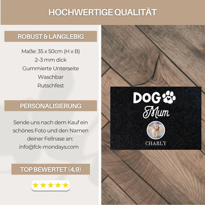 Personalisierte Haustier Fußmatte Hunde mit Foto – Türmatte mit Namen | Geschenk Umzug Zuhause Einweihungsgeschenk Türvorleger Dog Mom Dad