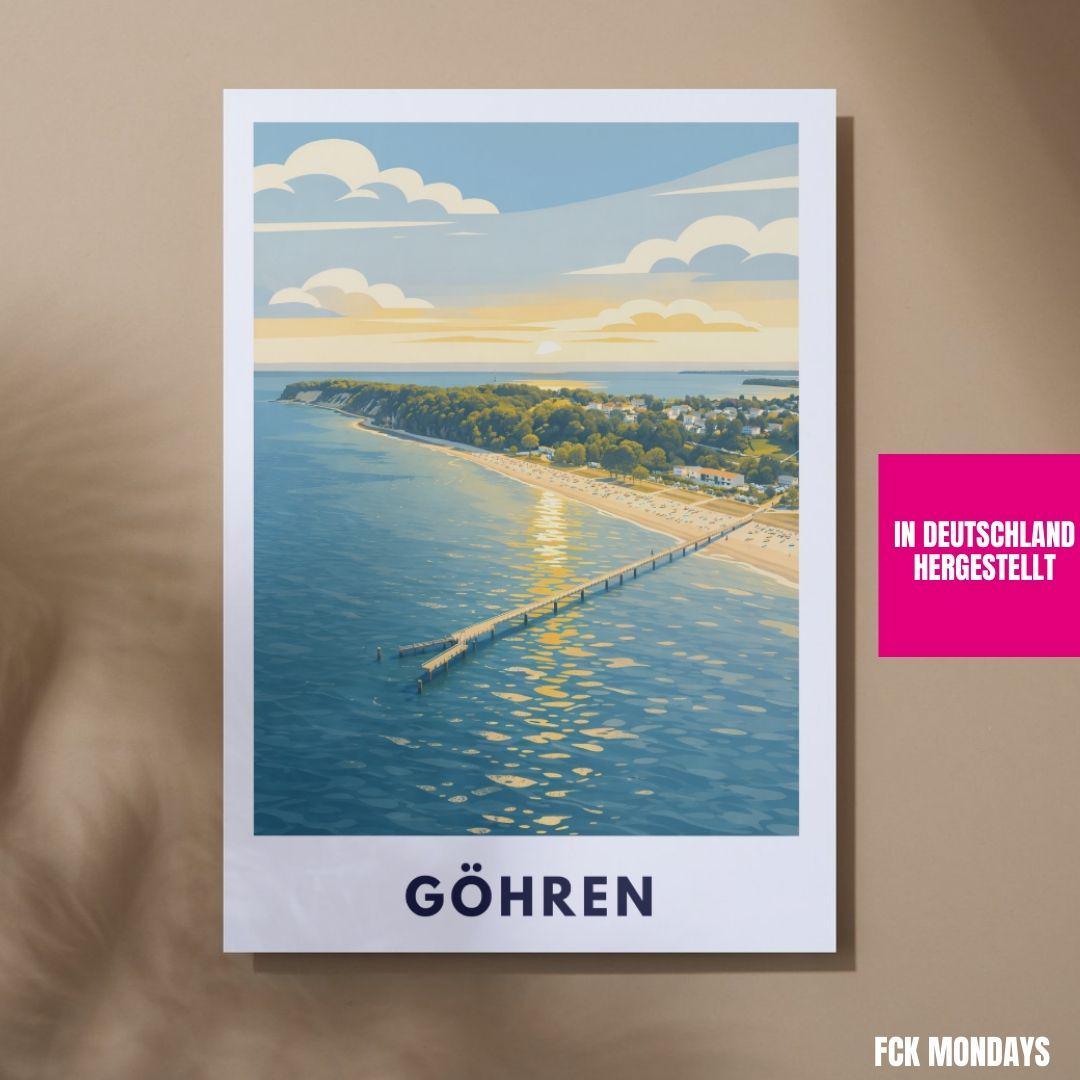 Göhren Rügen Poster | Baltic Sea Pier Sunset Print | Coastal Germany Wall Art | Beach Decor | Rügen Vacation Gift