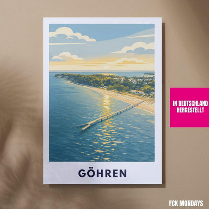 Göhren Rügen Poster | Baltic Sea Pier Sunset Print | Coastal Germany Wall Art | Beach Decor | Rügen Vacation Gift