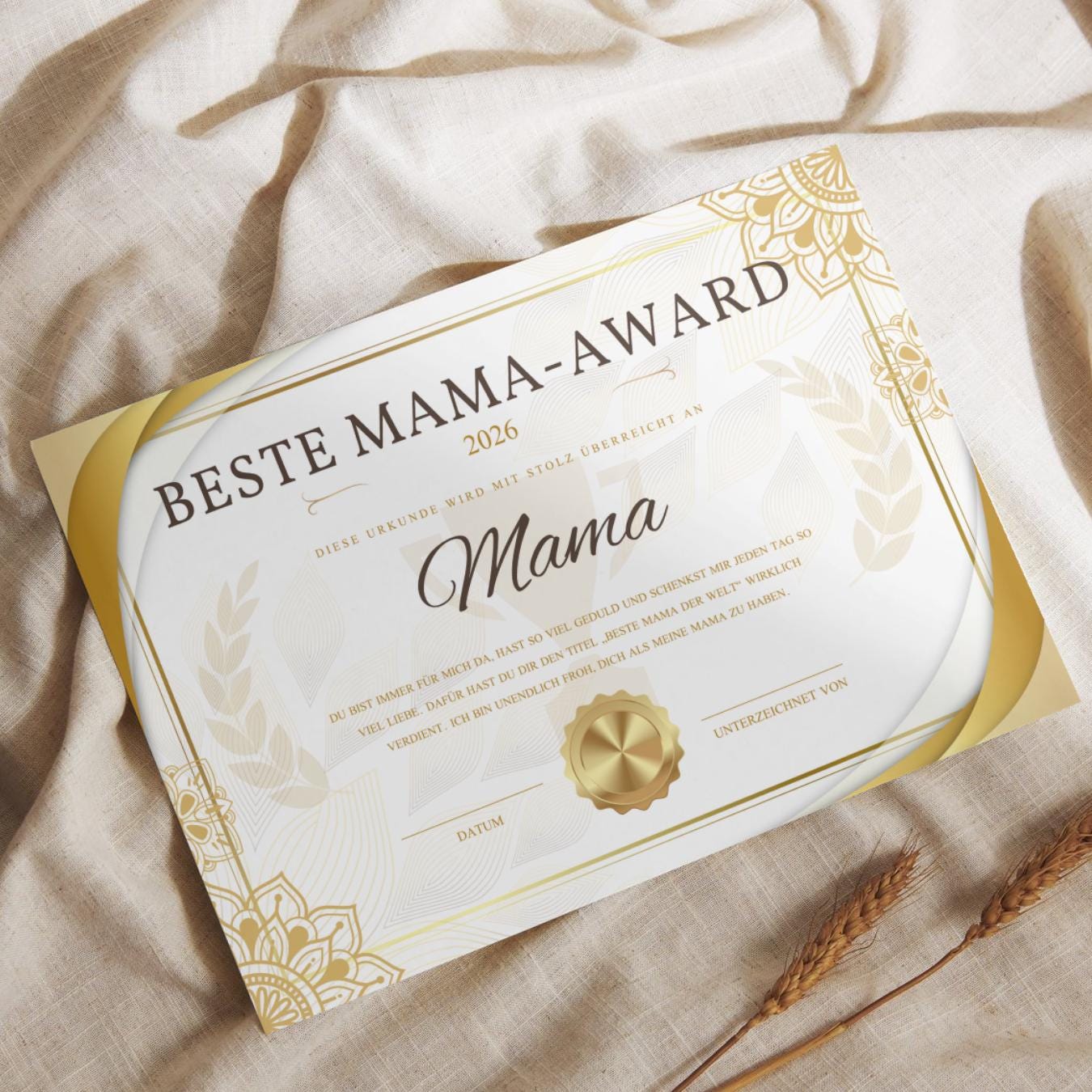 Best Mum Award Poster Personalized 2026 | Gift for Mum | Mother's Day Gift Printable or Framed | Custom Dad and Mum Certificate Wall Art