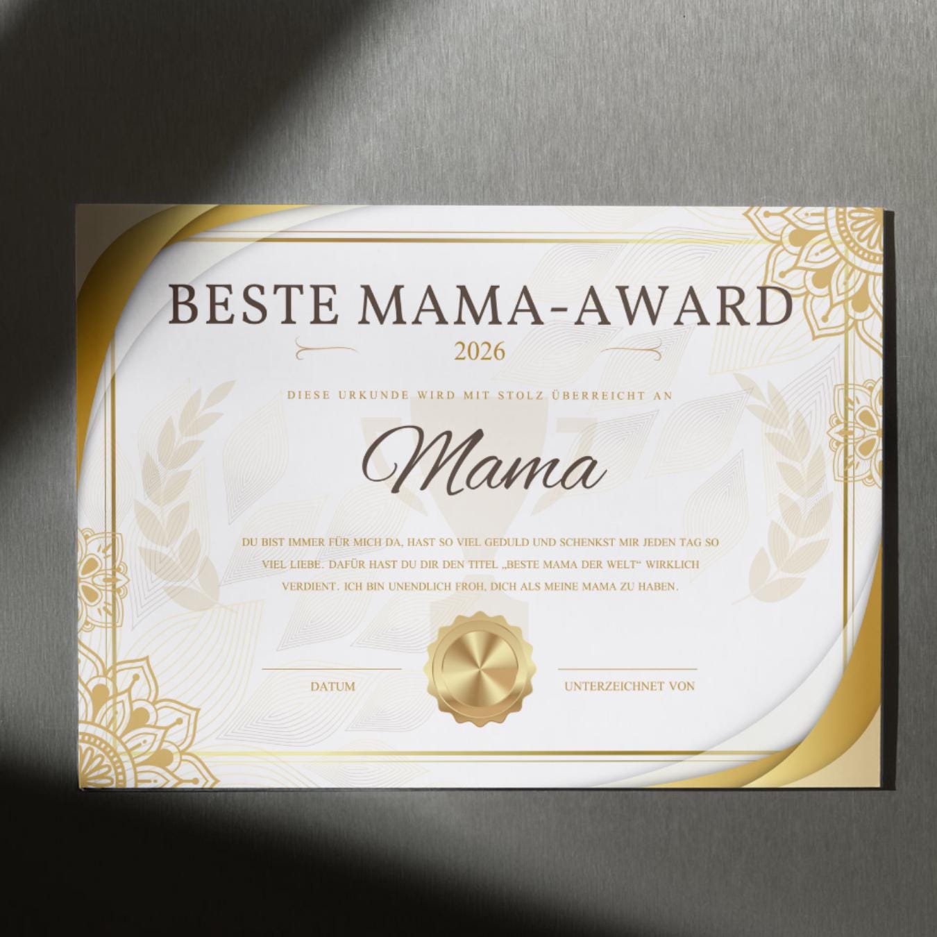 Best Mum Award Poster Personalized 2026 | Gift for Mum | Mother's Day Gift Printable or Framed | Custom Dad and Mum Certificate Wall Art
