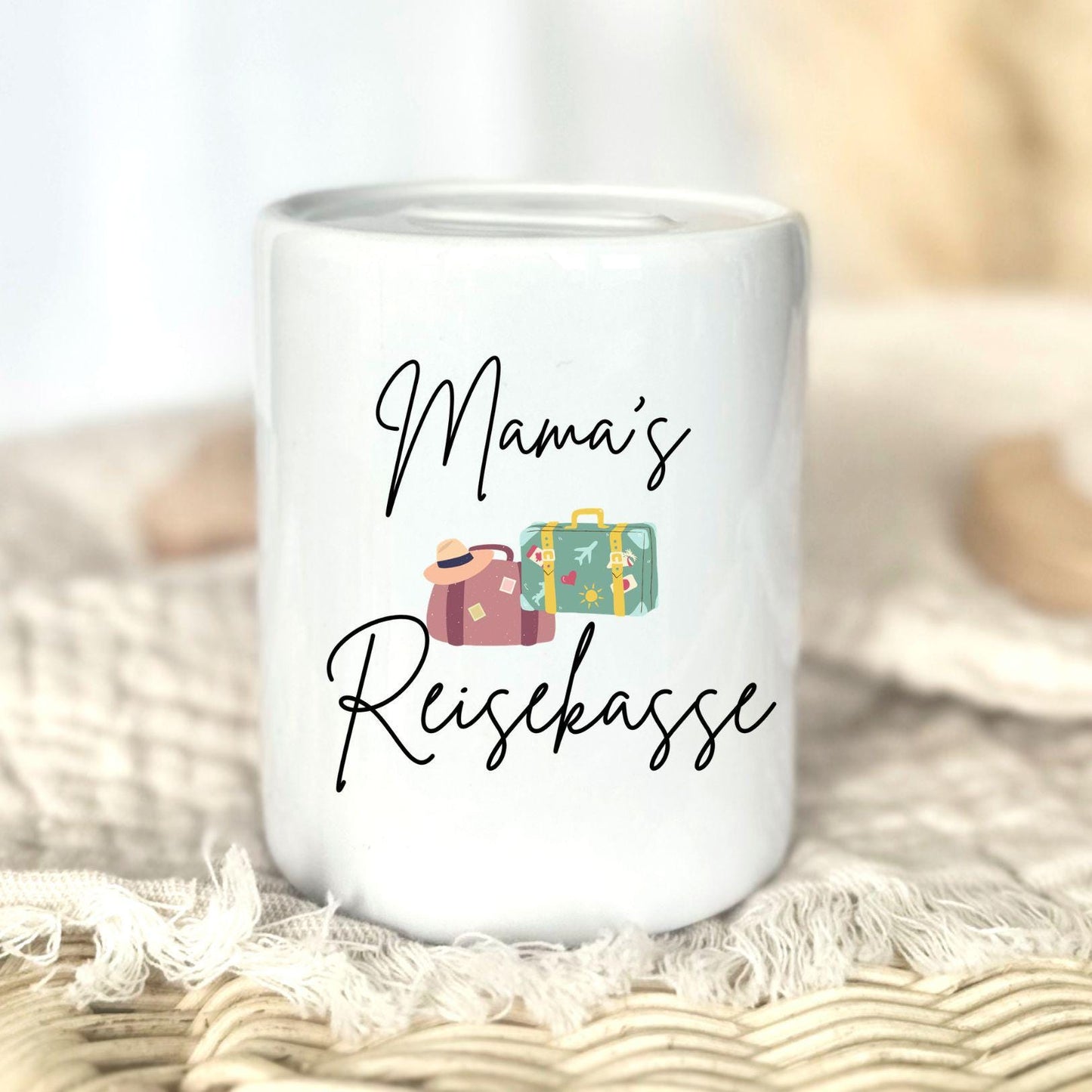 Mum’s Travel Money Pot | Mother’s Day Gift | Personalised | Holiday Fund | Gift Idea for Mum Save for a Holiday Ceramic Money Pot Thank You