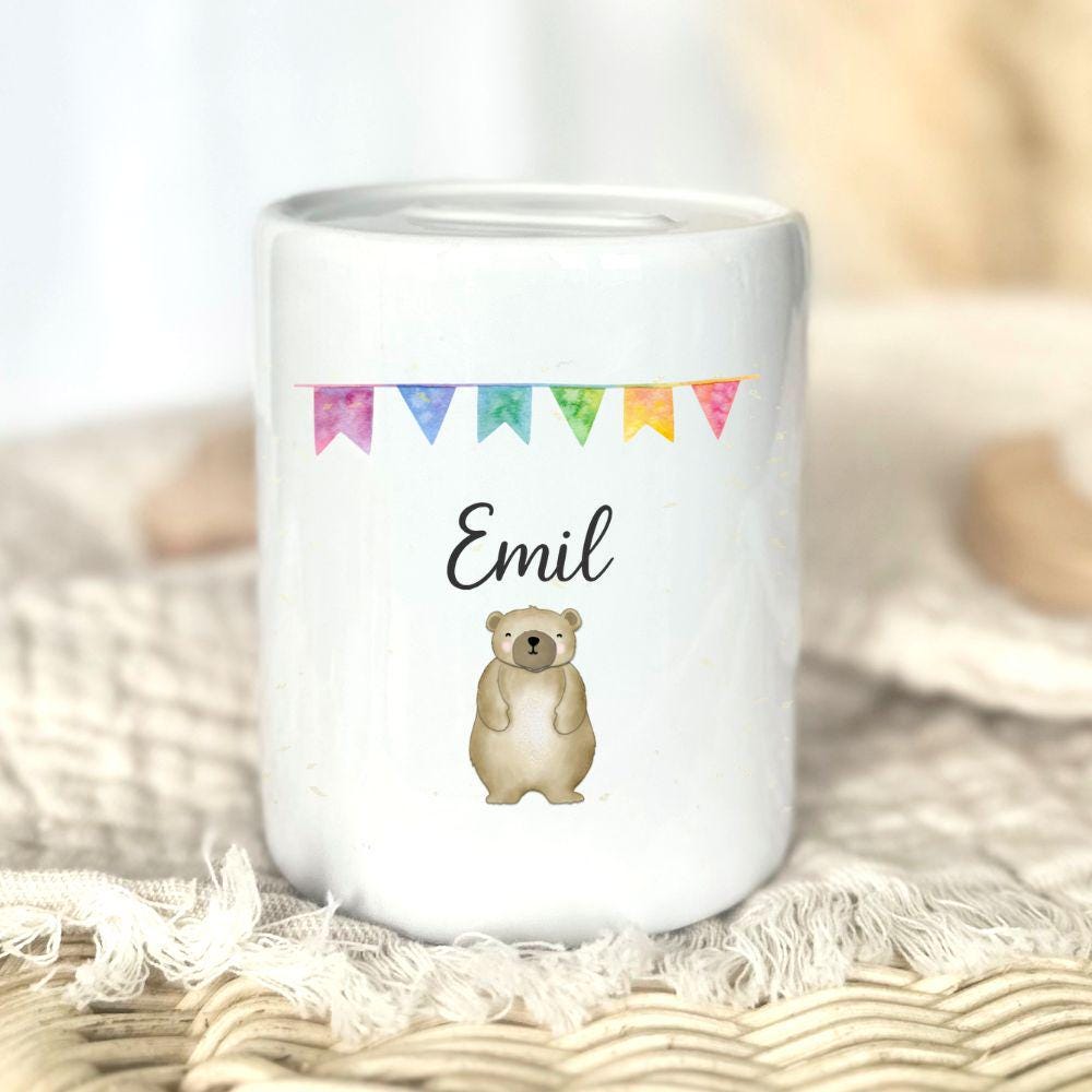 Personalised money box for children, money box for son or daughter, newborn baby money box personalised piggy bank, school, birth, birthday