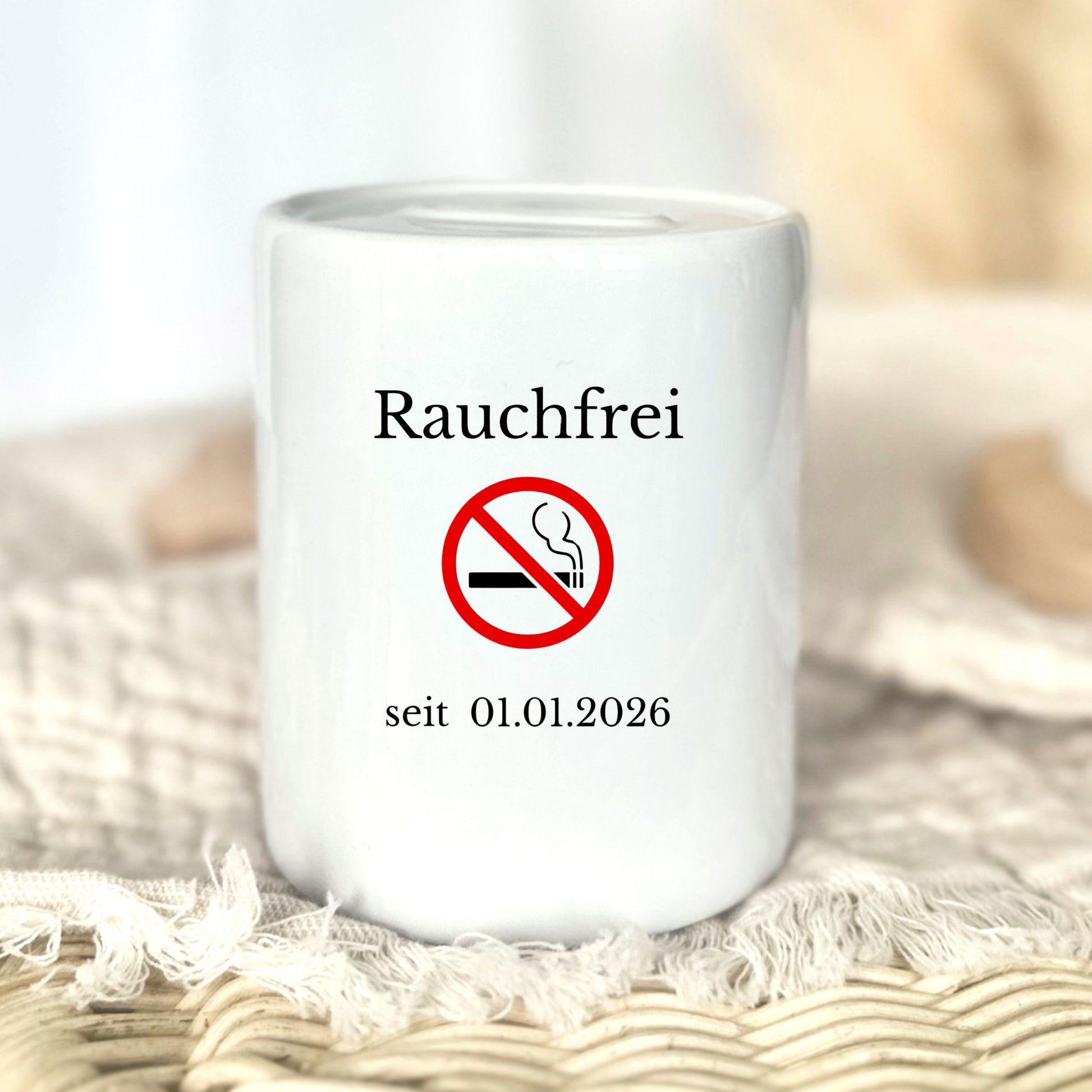 Personalised non-smoker money box with date | Smoke-free gift | Quit smoking motivation money box – non-smoker since Non Smoke