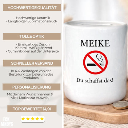 Personalised non-smoker money box with name | Smoke-free gift | Quit smoking motivation money box | Non-smoker | Non-smoke