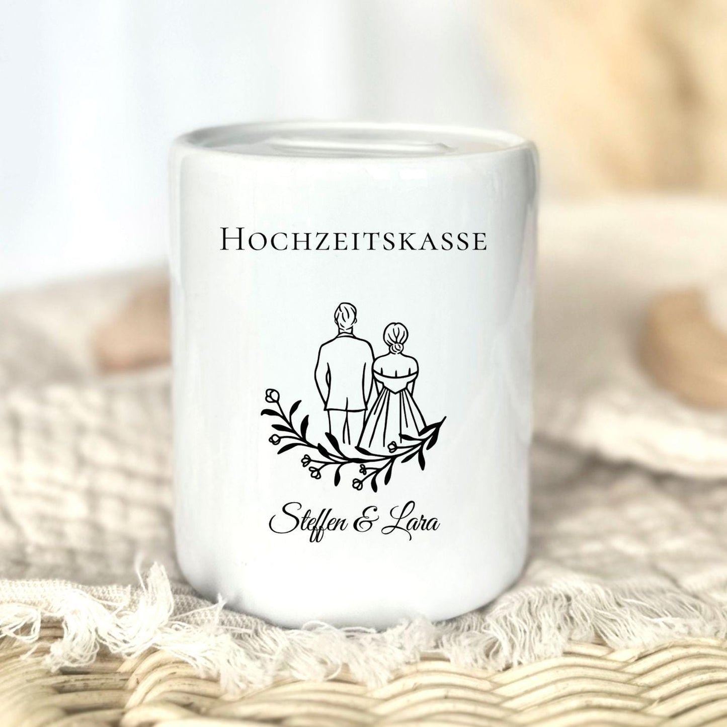 Personalised wedding money box with names & date | Wedding gift for the couple | Wedding cash gift | Boho wedding decoration money box