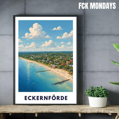 Eckernförde Strand Poster – Maritime Wandkunst Ostsee Küstenstadt Illustration Deko – Deutschland Reise Print Illustration Plakat Souvenir