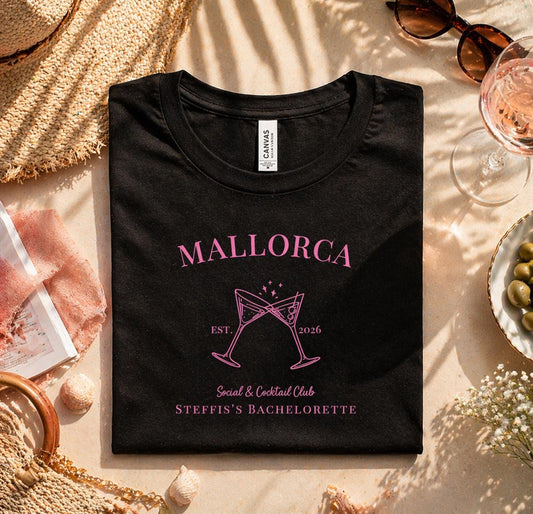 JGA Shirt personalisiert Frauen mit Ort & Name | Bachelorette Party T-Shirt, Junggesellinnenabschied Outfit | Team Bride Braut Crew Geschenk