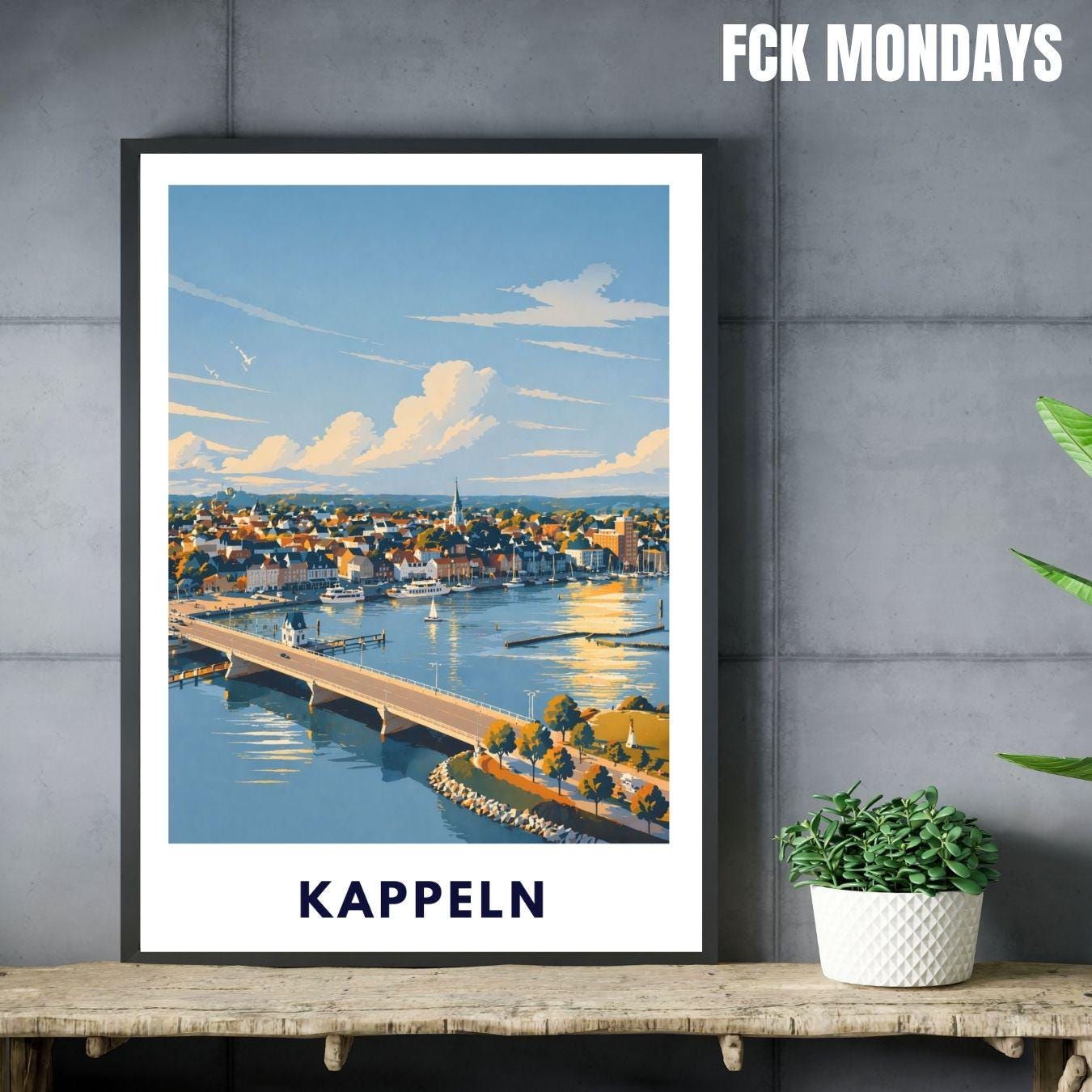 Kappeln Poster minimalistisch | Skandinavisches Reiseposter Nordisches Wandbild Küste Travel Plakat Deutschland Geschenk Ostsee Illustration