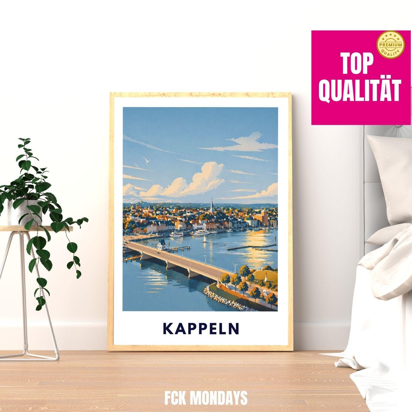 Kappeln Poster minimalistisch | Skandinavisches Reiseposter Nordisches Wandbild Küste Travel Plakat Deutschland Geschenk Ostsee Illustration