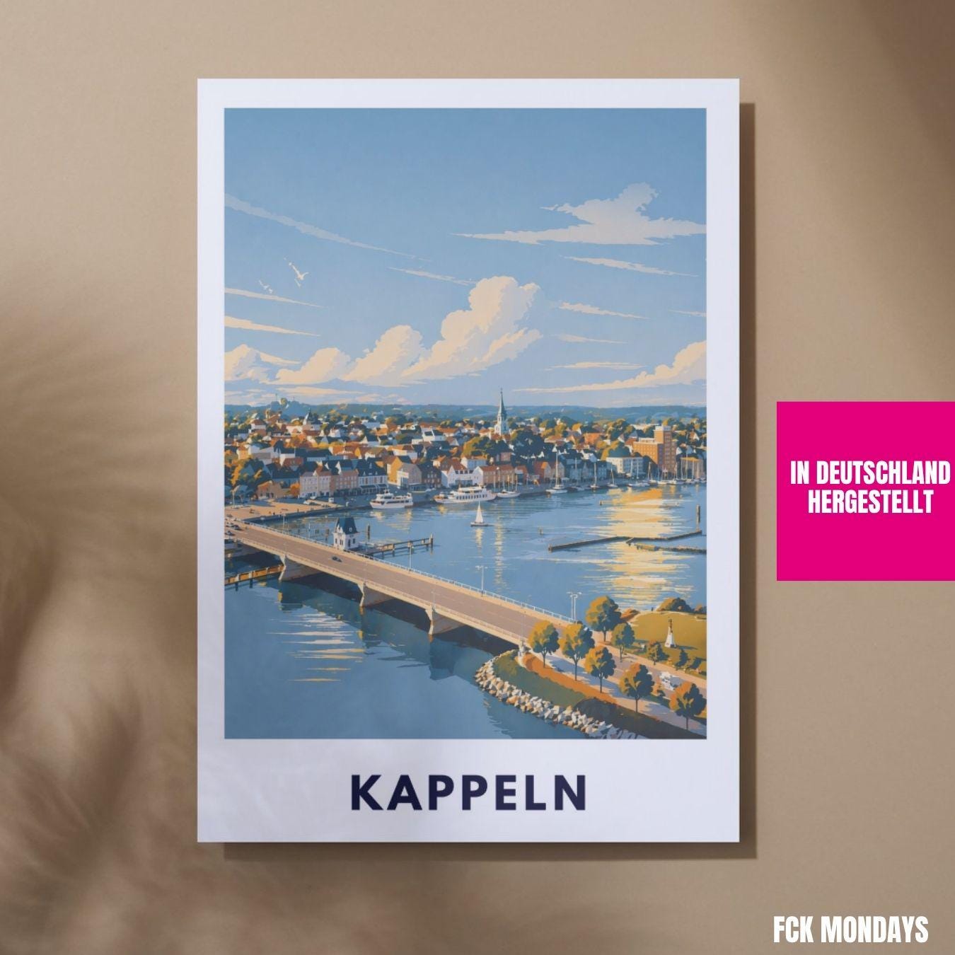 Kappeln Poster minimalistisch | Skandinavisches Reiseposter Nordisches Wandbild Küste Travel Plakat Deutschland Geschenk Ostsee Illustration