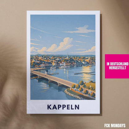 Kappeln Poster minimalistisch | Skandinavisches Reiseposter Nordisches Wandbild Küste Travel Plakat Deutschland Geschenk Ostsee Illustration