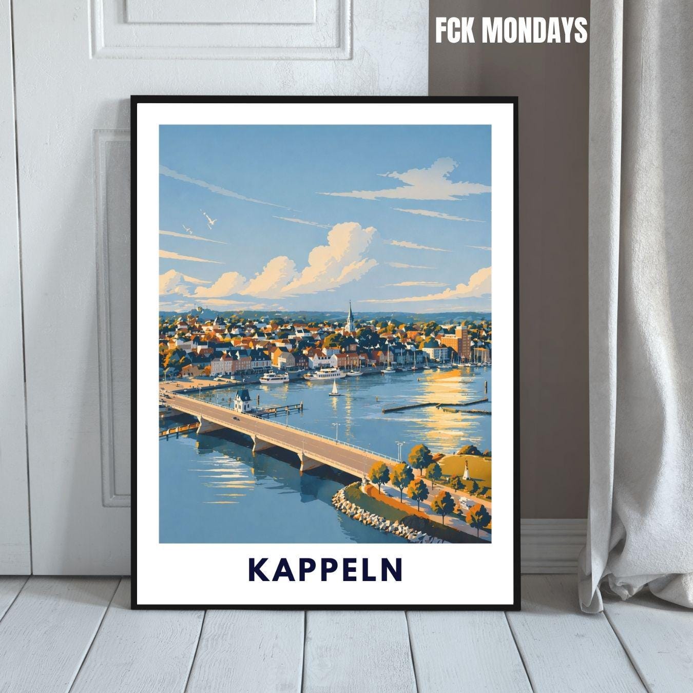Kappeln Poster minimalistisch | Skandinavisches Reiseposter Nordisches Wandbild Küste Travel Plakat Deutschland Geschenk Ostsee Illustration