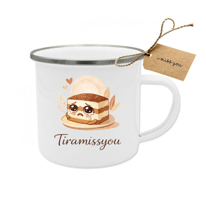 TiraMissYou Emaille Tasse | Lustiger Liebesbecher Spruch | Geschenk Freundin, Freund & Partner Kaffee Becher Beziehung | Valentinstag