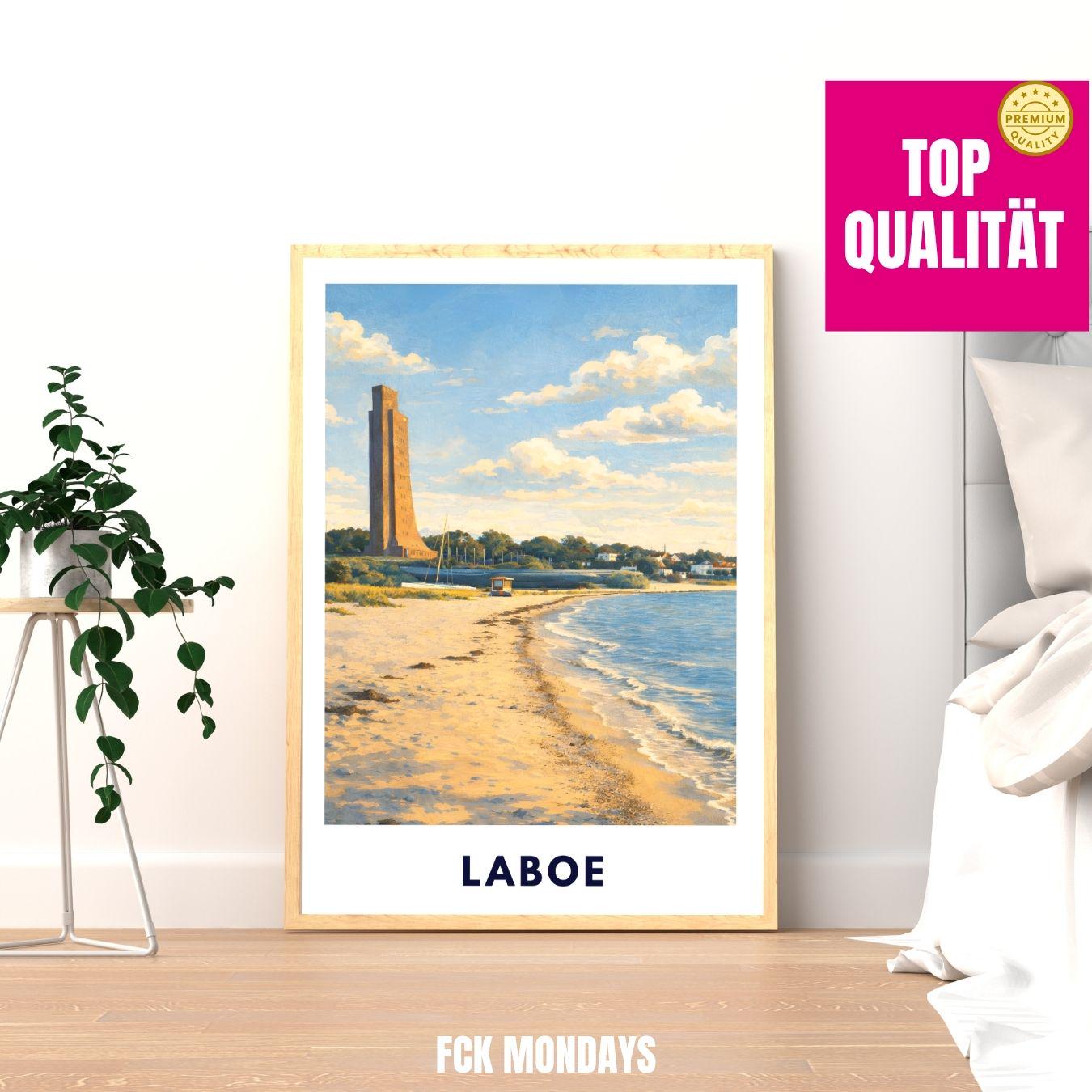 Laboe Poster Marine Ehrenmal Ostsee | Strand Wandbild Deutschland | Küsten Landschaft Kunstdruck | U-Boot U 995 Deko | Travel Poster Kiel