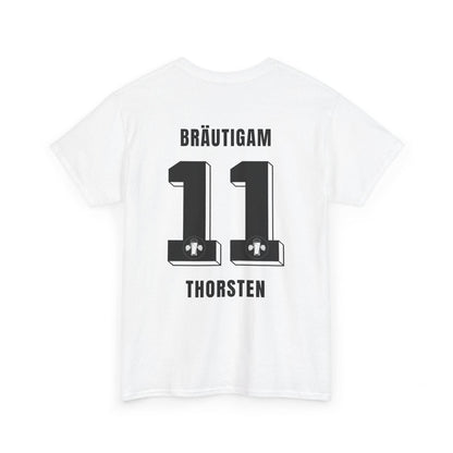 Personalisierbares JGA Shirt Fußball Trikot - Junggesellenabschied Outfit Herren - Bräutigam Team Shirt mit Name & Nummer Party Urlaub