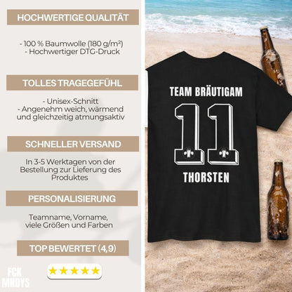 Personalisierbares JGA Shirt Fußball Trikot - Junggesellenabschied Outfit Herren - Bräutigam Team Shirt mit Name & Nummer Party Urlaub