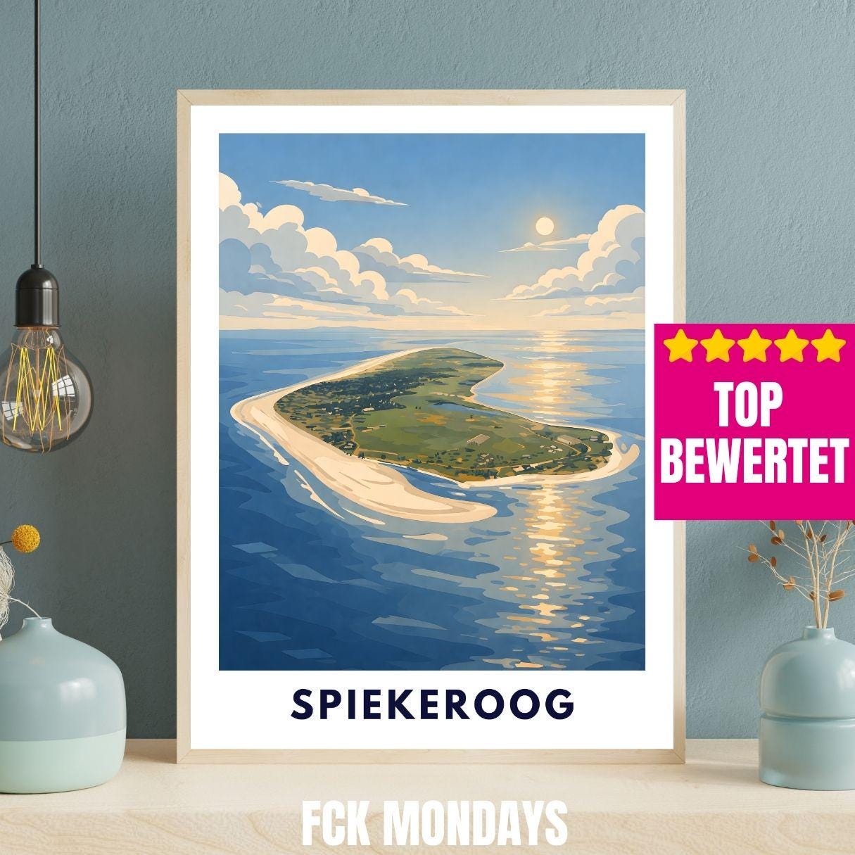Spiekeroog Poster Minimalist | North Sea Island Print | Germany Travel Poster | Coastal Wall Art | Scandinavian Beach Poster