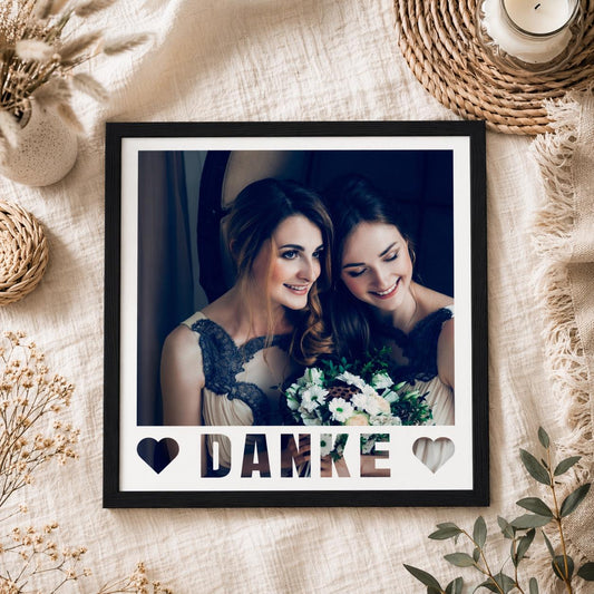 Wedding Witness Thank You Gift: Photo Poster - Personalised Thank You Poster for Wedding Witnesses with Picture Frame - Photo Gift