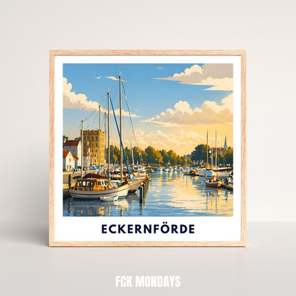 Eckernförde Poster Hafen – Maritime Wandkunst Ostsee Küstenstadt Illustration – Küste Deko – Deutschland Travel Print Illustration Plakat