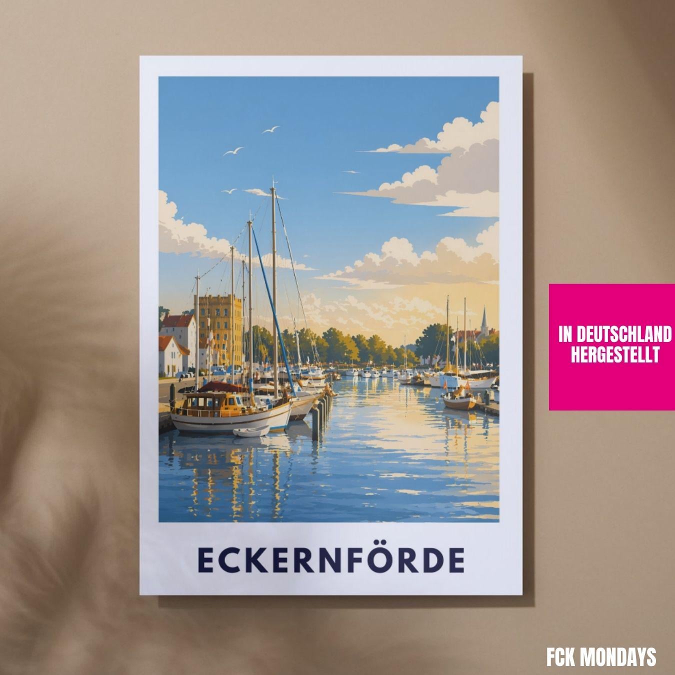 Eckernförde Poster Hafen – Maritime Wandkunst Ostsee Küstenstadt Illustration – Küste Deko – Deutschland Travel Print Illustration Plakat