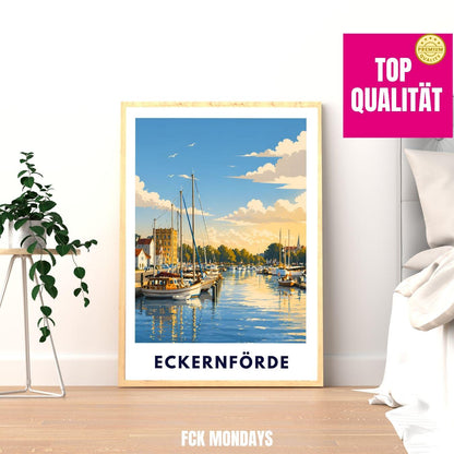 Eckernförde Poster Hafen – Maritime Wandkunst Ostsee Küstenstadt Illustration – Küste Deko – Deutschland Travel Print Illustration Plakat