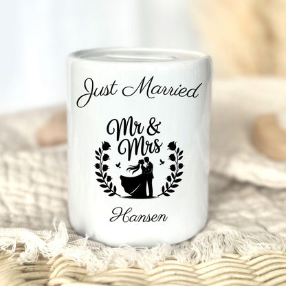 Personalisierte Hochzeitsspardose mit Namen & Datum | Hochzeitsgeschenk Paar | Geldgeschenk Idee| Boho Hochzeit Deko Sparschwein Nachnamen