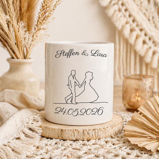 Personalisierte Hochzeitsspardose mit Namen & Datum | Hochzeitsgeschenk Paar | Geldgeschenk Idee| Boho Hochzeit Deko Sparschwein Nachnamen
