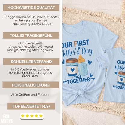 First Mothers Day Shirt 2026 – Erster Muttertag Shirt – Mama Mini Set – Mommy and Me Outfit – Partnerlook Mama Kind Baby & Mama T-Shirt Set