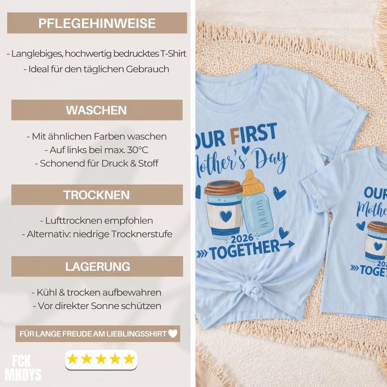 First Mothers Day Shirt 2026 – Erster Muttertag Shirt – Mama Mini Set – Mommy and Me Outfit – Partnerlook Mama Kind Baby & Mama T-Shirt Set