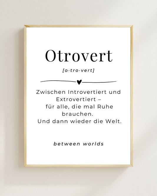 Otrovert Poster Skandinavisch Minimalistisch | Introvert Extrovert Balance | Typografie Wandbild | Boho Print Geschenk