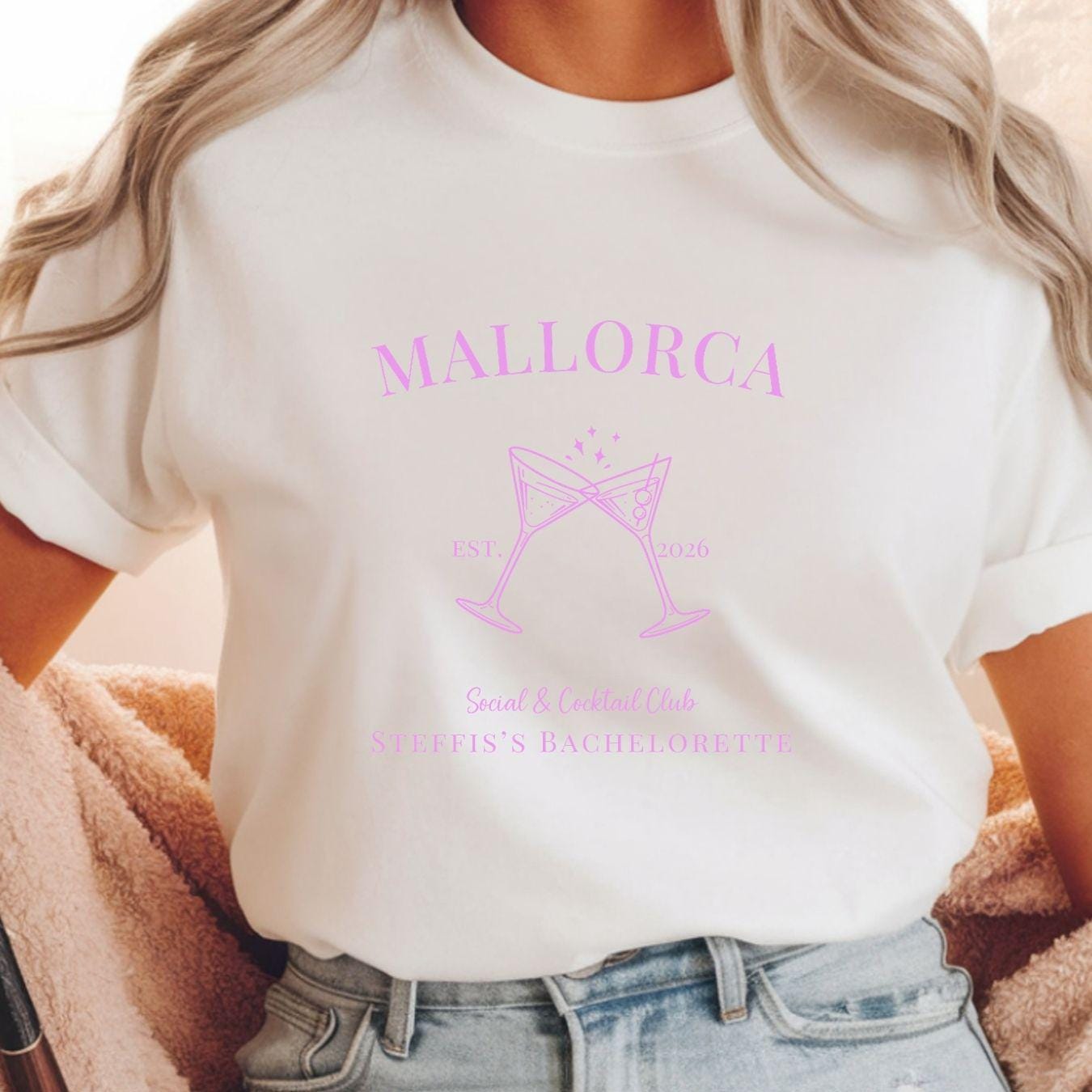 JGA Shirt personalisiert Frauen mit Ort & Name | Bachelorette Party T-Shirt, Junggesellinnenabschied Outfit | Team Bride Braut Crew Geschenk