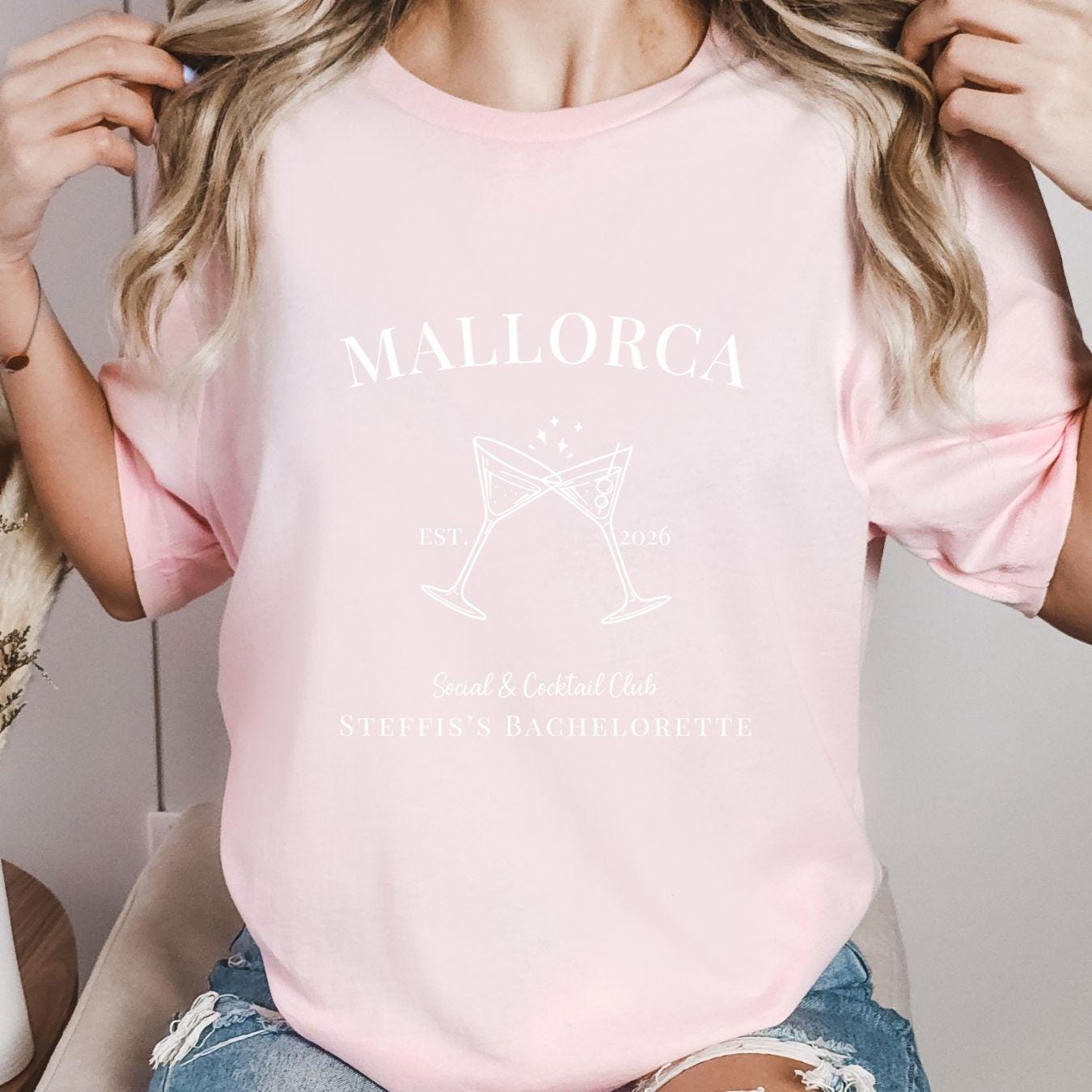 JGA Shirt personalisiert Frauen mit Ort & Name | Bachelorette Party T-Shirt, Junggesellinnenabschied Outfit | Team Bride Braut Crew Geschenk