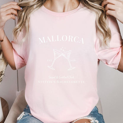 JGA Shirt personalisiert Frauen mit Ort & Name | Bachelorette Party T-Shirt, Junggesellinnenabschied Outfit | Team Bride Braut Crew Geschenk