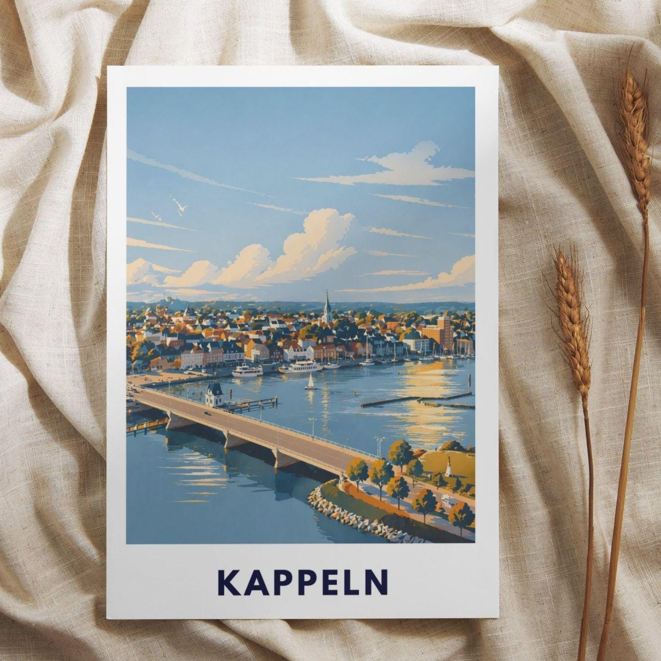 Kappeln Poster minimalistisch | Skandinavisches Reiseposter Nordisches Wandbild Küste Travel Plakat Deutschland Geschenk Ostsee Illustration