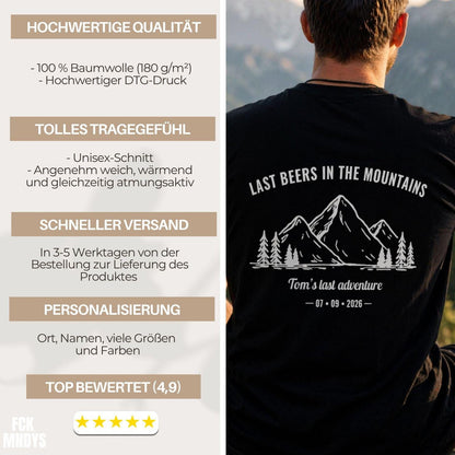 JGA Shirt Männer – Bier in den Bergen T-Shirt – Bräutigam Squad Shirt – Personalisiertes Junggesellenabschied Shirt – Männer Outdoor Shirt