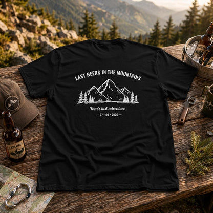 JGA Shirt Männer – Bier in den Bergen T-Shirt – Bräutigam Squad Shirt – Personalisiertes Junggesellenabschied Shirt – Männer Outdoor Shirt