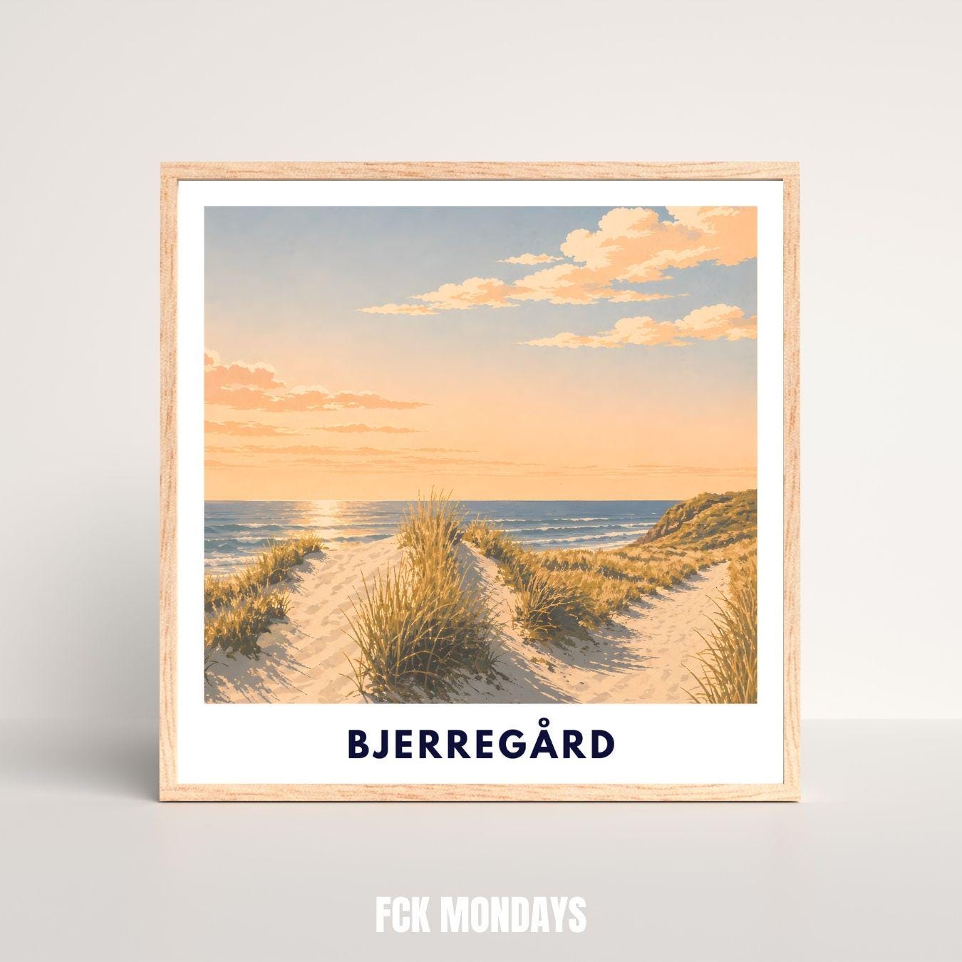 Bjerregård Poster Dänemark Nordsee Strand Dünen Wandbild Skandinavisches Travel Poster Holmsland Klit Ringkøbing Fjord Sonnenuntergang Meer