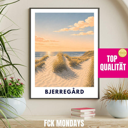Bjerregård Poster Dänemark Nordsee Strand Dünen Wandbild Skandinavisches Travel Poster Holmsland Klit Ringkøbing Fjord Sonnenuntergang Meer