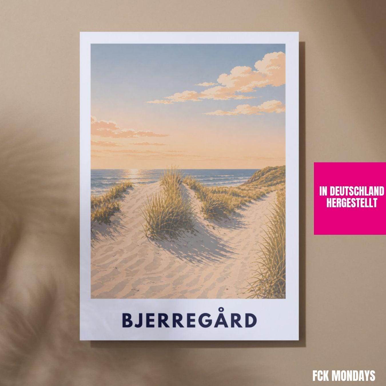 Bjerregård Poster Dänemark Nordsee Strand Dünen Wandbild Skandinavisches Travel Poster Holmsland Klit Ringkøbing Fjord Sonnenuntergang Meer