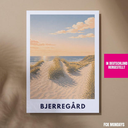 Bjerregård Poster Dänemark Nordsee Strand Dünen Wandbild Skandinavisches Travel Poster Holmsland Klit Ringkøbing Fjord Sonnenuntergang Meer