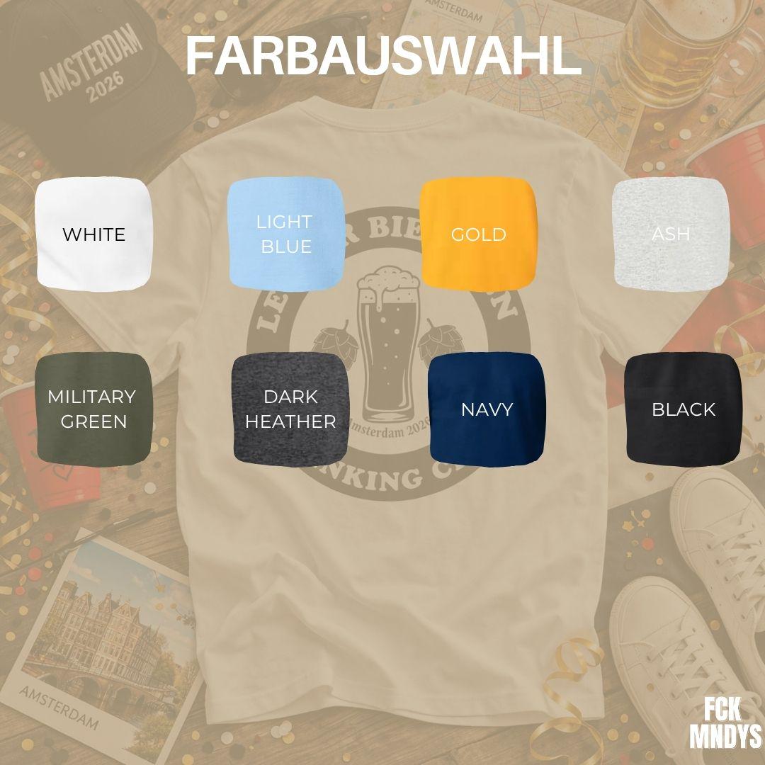 Personalisierbares JGA Shirt – Lecker Bierchen Drinking Club Männer – Outfit Party Urlaub T-Shirt mit Wunsch Ort & Jahr Junggesellenabschied