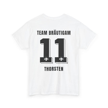 Personalisierbares JGA Shirt Fußball Trikot - Junggesellenabschied Outfit Herren - Bräutigam Team Shirt mit Name & Nummer Party Urlaub