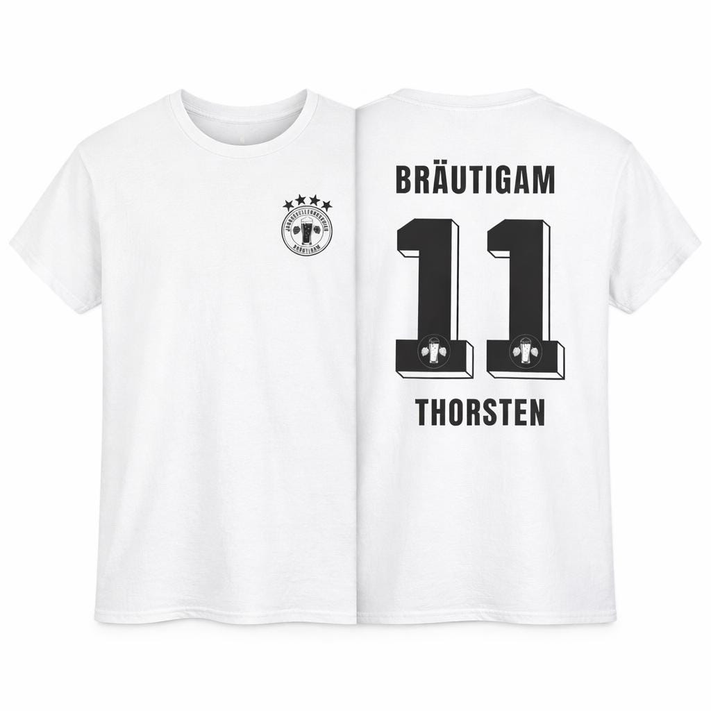 Personalisierbares JGA Shirt Fußball Trikot - Junggesellenabschied Outfit Herren - Bräutigam Team Shirt mit Name & Nummer Party Urlaub