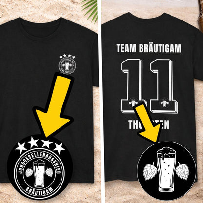 Personalisierbares JGA Shirt Fußball Trikot - Junggesellenabschied Outfit Herren - Bräutigam Team Shirt mit Name & Nummer Party Urlaub