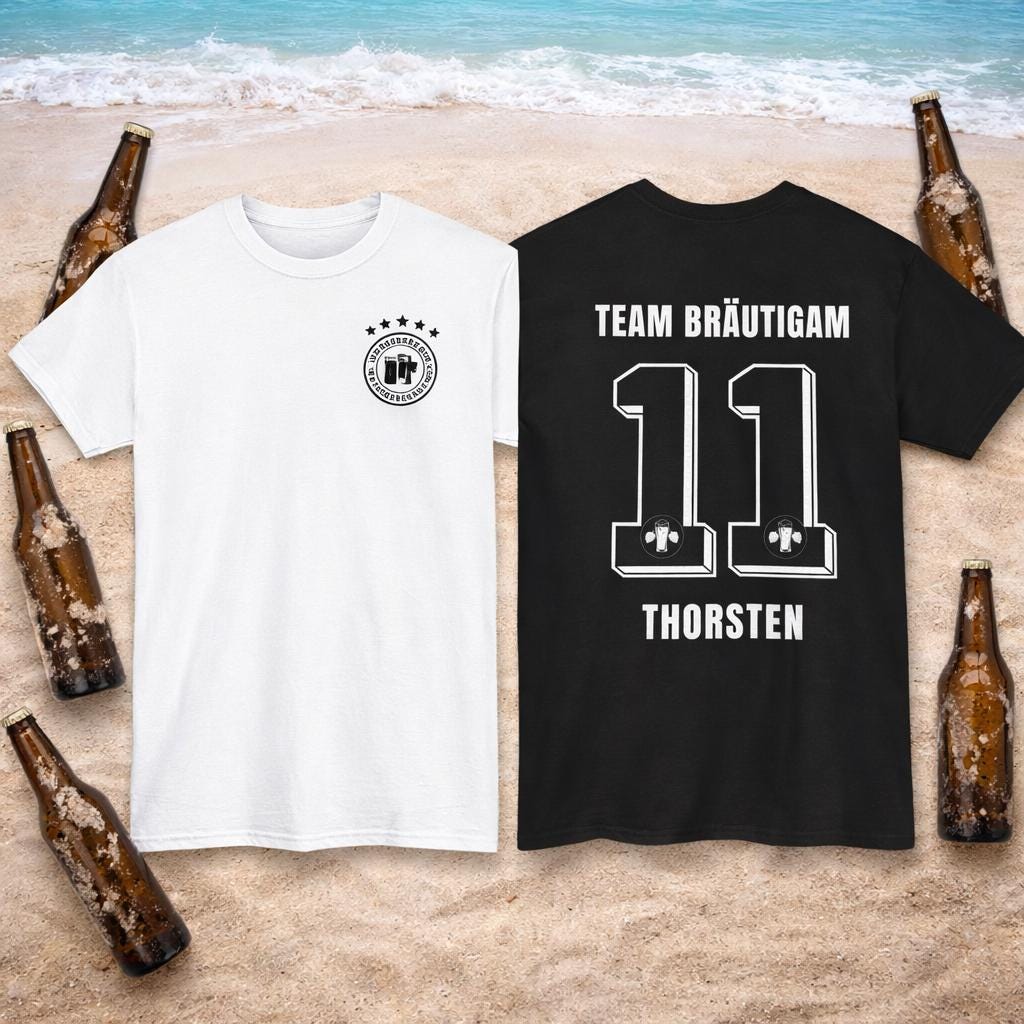 Personalisierbares JGA Shirt Fußball Trikot - Junggesellenabschied Outfit Herren - Bräutigam Team Shirt mit Name & Nummer Party Urlaub