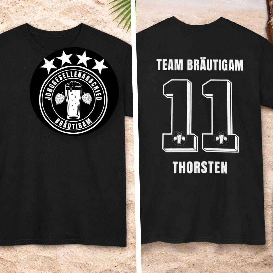 Personalisierbares JGA Shirt Fußball Trikot - Junggesellenabschied Outfit Herren - Bräutigam Team Shirt mit Name & Nummer Party Urlaub