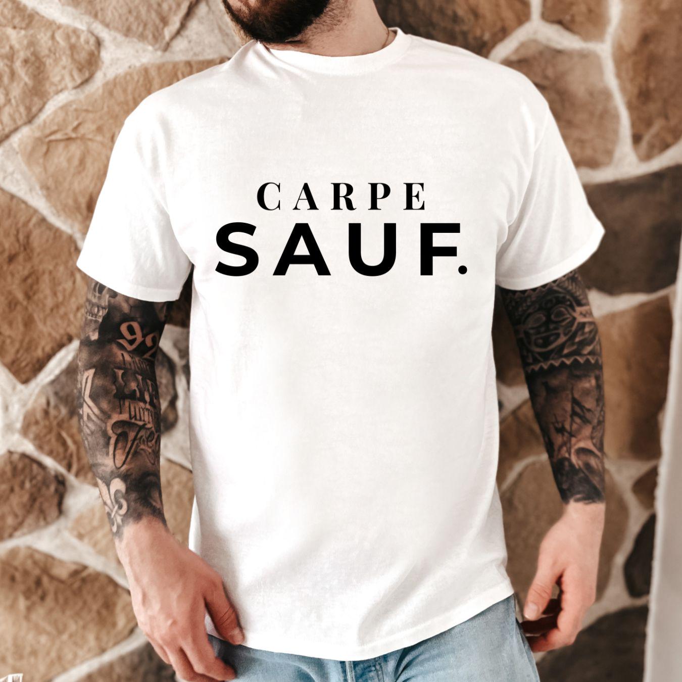 CARPE SAUF JGA Shirt Unisex Bachelorette T-Shirt Junggesellinnenabschied Bride Party Outfit Hen Party Gruppe Geschenk Frauen Männer Saufen